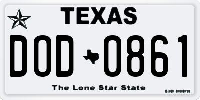 TX license plate DOD0861