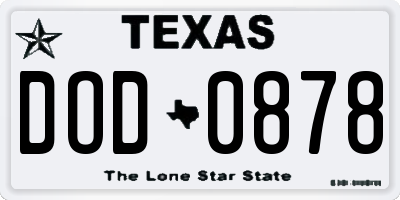 TX license plate DOD0878