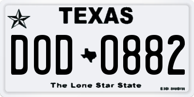 TX license plate DOD0882
