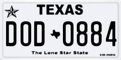 TX license plate DOD0884