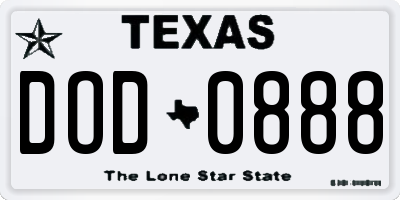 TX license plate DOD0888