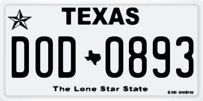 TX license plate DOD0893