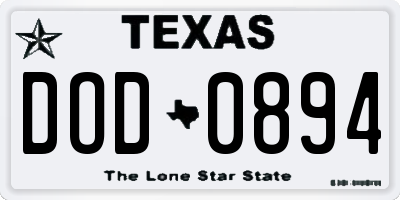 TX license plate DOD0894