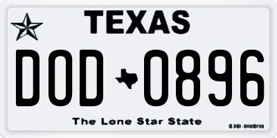 TX license plate DOD0896