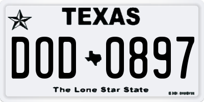 TX license plate DOD0897