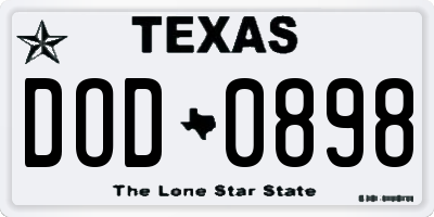 TX license plate DOD0898