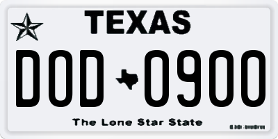 TX license plate DOD0900