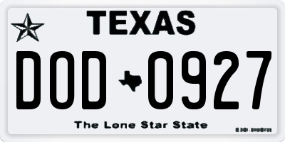 TX license plate DOD0927