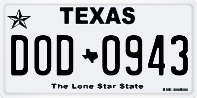 TX license plate DOD0943