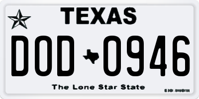 TX license plate DOD0946