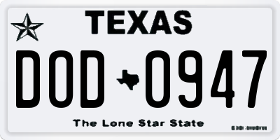 TX license plate DOD0947