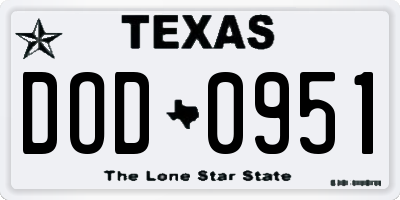 TX license plate DOD0951