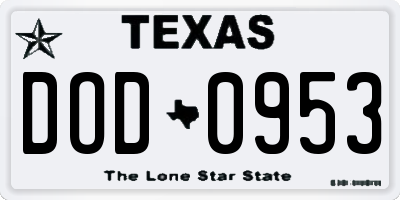 TX license plate DOD0953