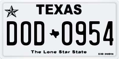 TX license plate DOD0954