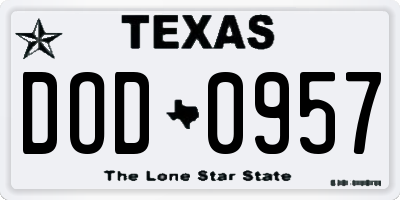 TX license plate DOD0957