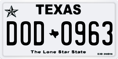 TX license plate DOD0963