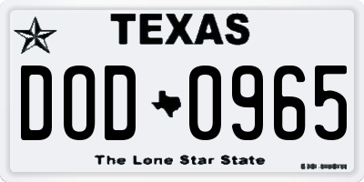 TX license plate DOD0965