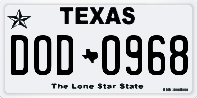 TX license plate DOD0968