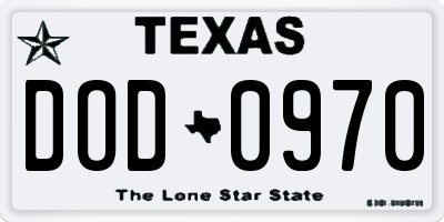 TX license plate DOD0970