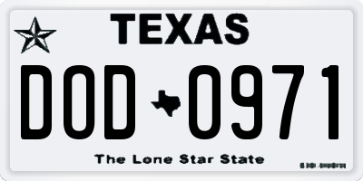 TX license plate DOD0971