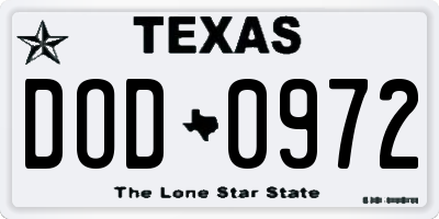 TX license plate DOD0972