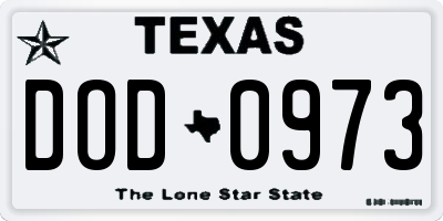 TX license plate DOD0973