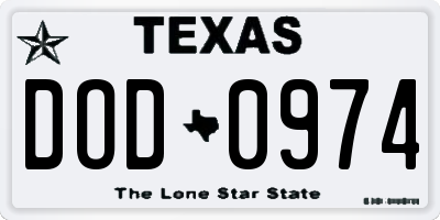 TX license plate DOD0974