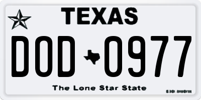 TX license plate DOD0977