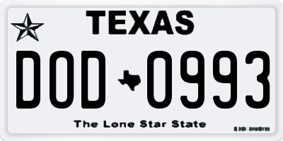 TX license plate DOD0993