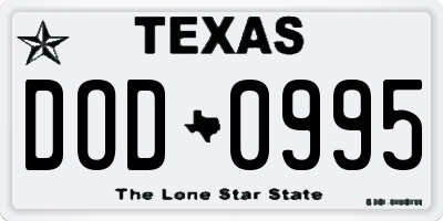 TX license plate DOD0995