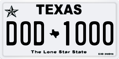 TX license plate DOD1000