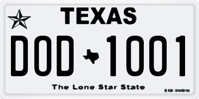 TX license plate DOD1001