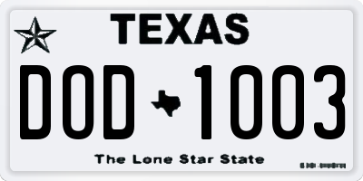 TX license plate DOD1003