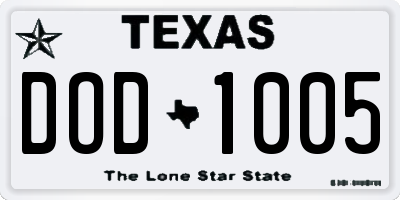 TX license plate DOD1005