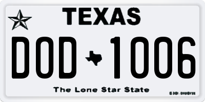 TX license plate DOD1006