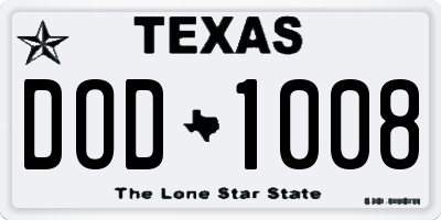 TX license plate DOD1008