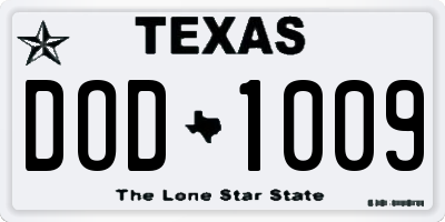 TX license plate DOD1009