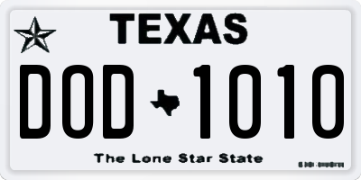 TX license plate DOD1010