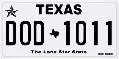 TX license plate DOD1011