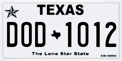 TX license plate DOD1012