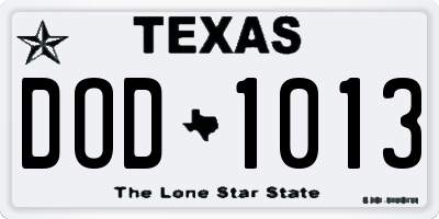 TX license plate DOD1013