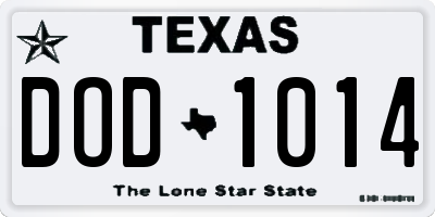 TX license plate DOD1014