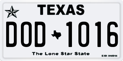 TX license plate DOD1016