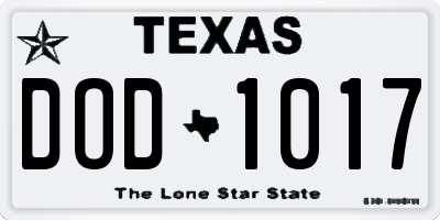 TX license plate DOD1017