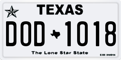 TX license plate DOD1018
