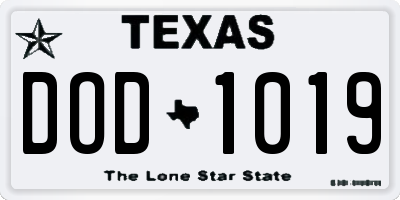 TX license plate DOD1019
