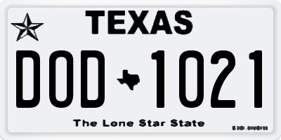 TX license plate DOD1021