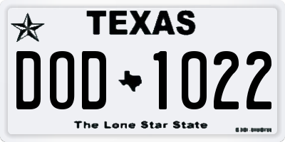 TX license plate DOD1022