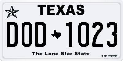 TX license plate DOD1023