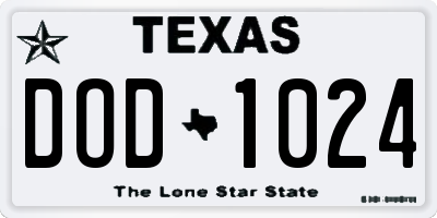 TX license plate DOD1024